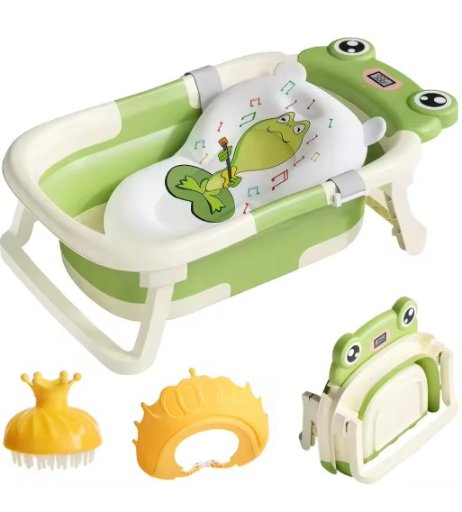 Foldable Baby Bathtub with Thermometer and Accessories