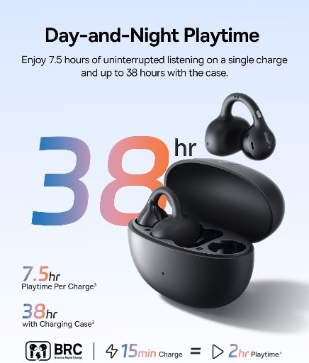 Baseus Bass BC1 Open Ear Clip-On Headphones W/38H Playtime
