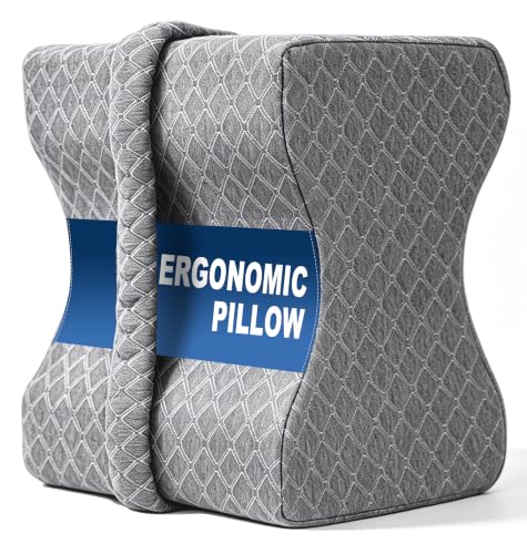 UJPFEO Memory Foam Knee Pillow for Side Sleepers w/ Strap (Gray)