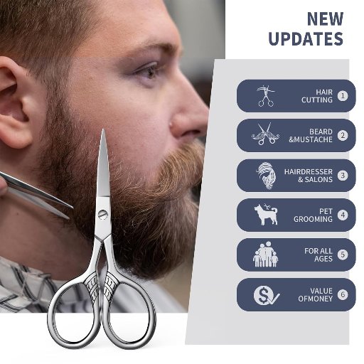 AsonTao Professional Grooming Scissors (Silver)