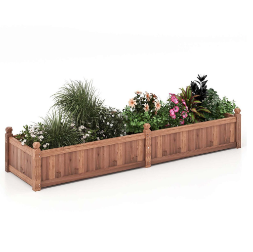 Wooden Raised Garden Bed Rectangular Planter Box