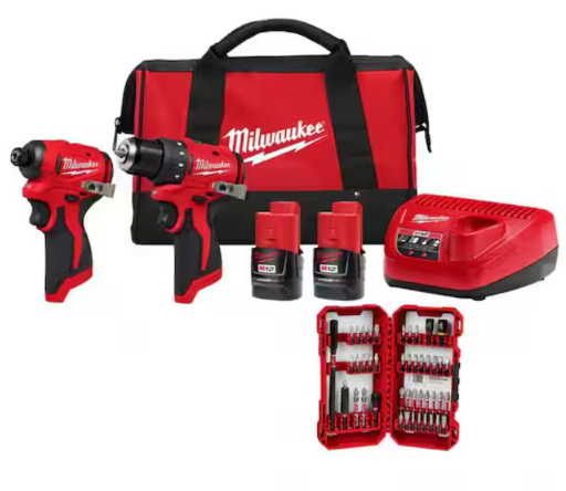 Milwaukee M12 Drill and Impact Driver Combo Kit with Bit Set