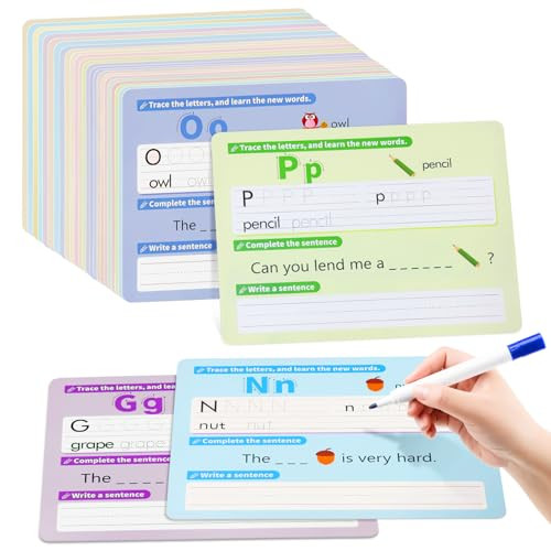 HENPISEN Alphabet & Number Dry Erase Sheets