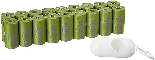 Amazon Basics Scented Dog Poop Bags w/ Dispenser & Leash Clip