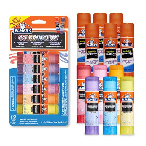 12-Pack Elmer's Color 'n Glitz Washable Glue Sticks