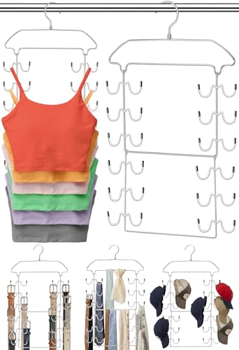 2-Pack 6-Tier CLODSPAC Metal Tank Top & Bra Hanger w/ 24 Hooks & 360° Rotating Hook