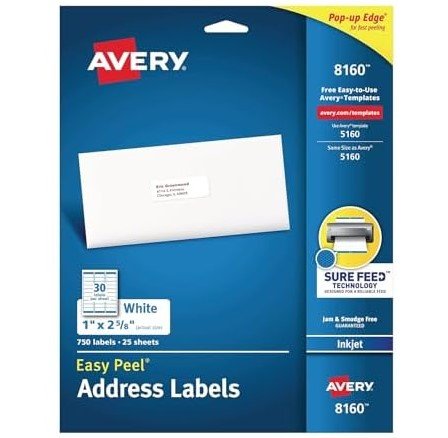 Avery Easy Peel Address Labels, 750 Count