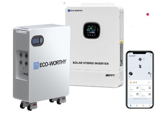 ECO-WORTHY 48V 280Ah LiFePO4 Home Backup Battery + 10kW 48V Hybrid Inverter