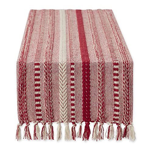 Farmhouse Braided Stripe Table Runner, 15x108 (15x113, Fringe Included)