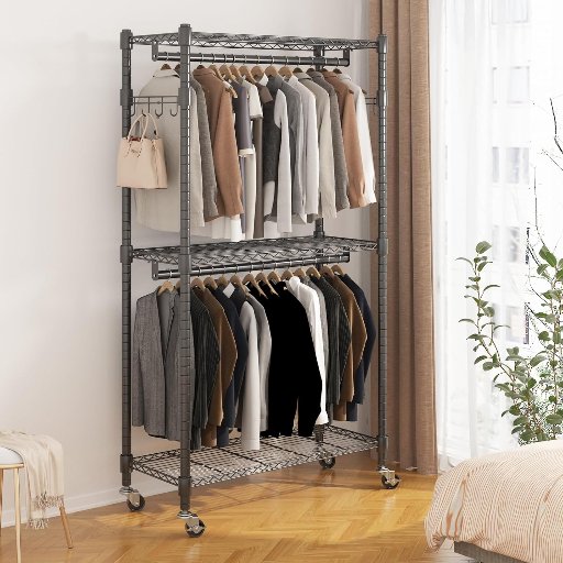 BATHWA Heavy Duty Garment Rack W/Wheels