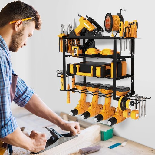 4 Tier Wall Mounted Power Tool Organizer W/200 Lb. Capacity