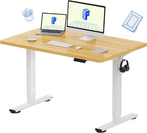 FLEXISPOT 48" x 30"  EN1 One-Piece Standing Desk 48 x 30 Inch Electric Height Adjustable Desk Home Office Computer Workstation Sit Stand up Desk