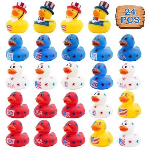 4th of July Rubber Ducks for Jeeps Ducking 24PCS