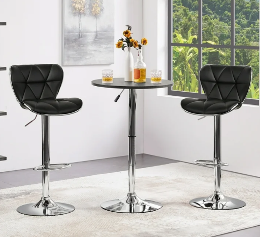 Easyfashion Leather Swivel Bar Stools - Set of 2