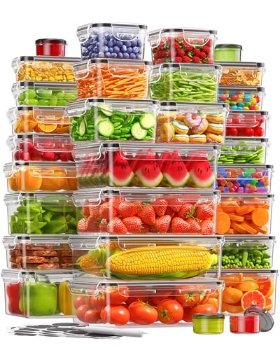 60-Piece Food Storage Containers with Lids (30 Containers & 30 Lids)