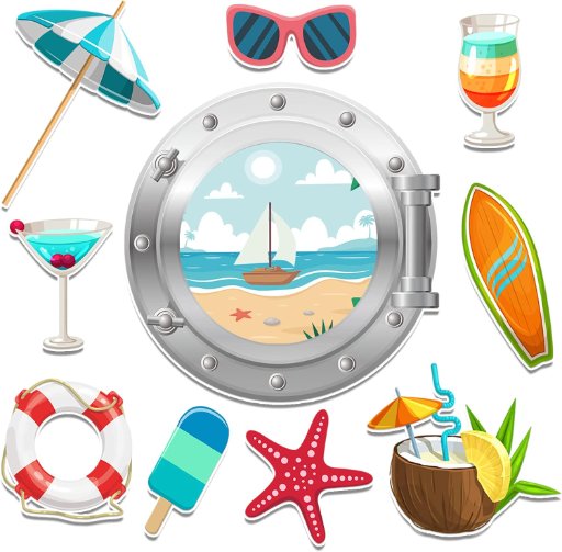 10-Piece Summer Beach Cruise Door Magnets