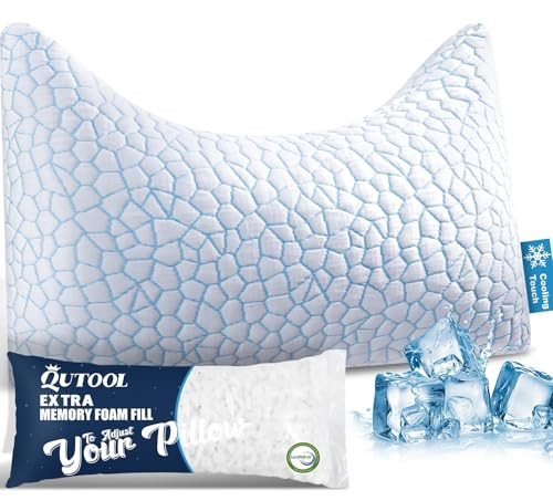 Qutool Adjustable Curved Shredded Memory Foam Bed Pillow