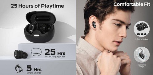 Monster N-Lite 206 Bluetooth Wireless Earbuds W/25H Playtime