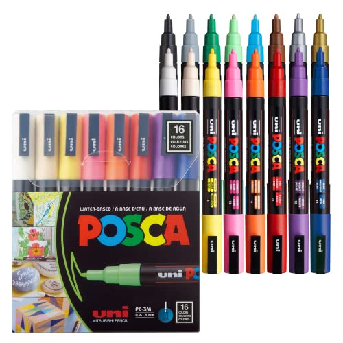 16-Piece Posca Fine Tip Acrylic Paint Markers Set