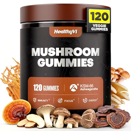 Mushroom Supplement with Reishi Cordyceps Blueberry 90 Count