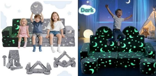 Caveen 14Pcs Modular Kids Play Sofa Glow in the Dark