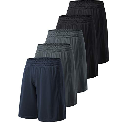 Men’s Athletic Shorts with Pockets - 5 Pack
