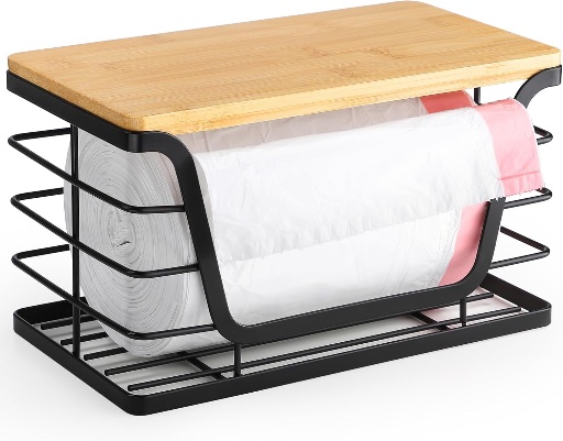 Small Trash Bag Holder with Bamboo Top