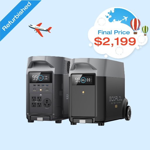 Refurbished EcoFlow DELTA Pro Power Station with Extra Battery