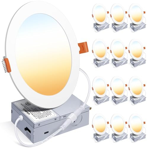 ROMECH 12 Pack 6" Dimmable LED Recessed Ceiling Light
