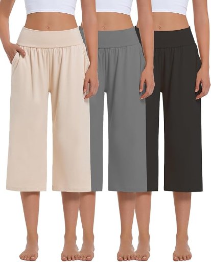 3 Pack Women’s Wide Leg Yoga Pants W/Pockets