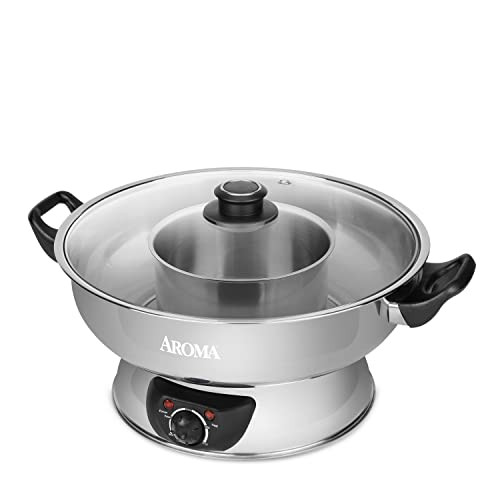 5-Qt Aroma Stainless Steel Hot Pot w/ Tempered Glass Lid