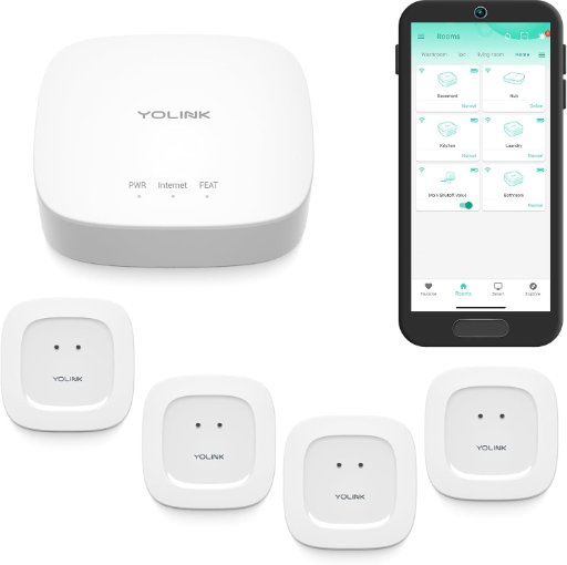 YoLink Water Leak Detector Smart Starter Kit with Hub + 4 Sensors
