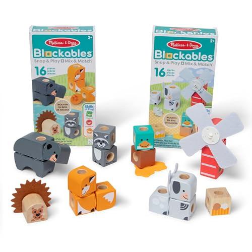 Melissa & Doug Blockables Farm and Woodland Building Blocks Bundle
