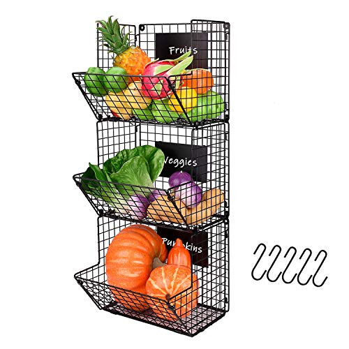 3 Tier Metal Wire Basket Wall Mount