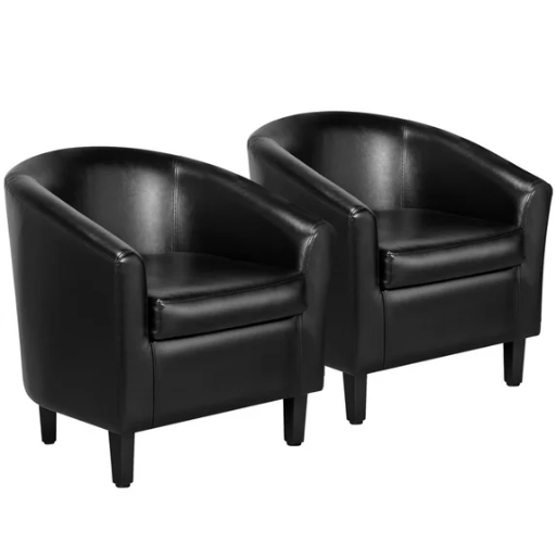Renwick Faux Leather Barrel Accent Chair Set