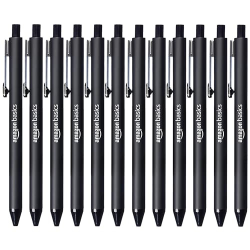 Amazon Basics Retractable Ballpoint Pens 12-Pack, Black Ink