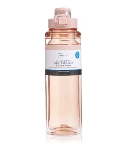 Pearl Blush Pink Solid Print Plastic Water Bottle