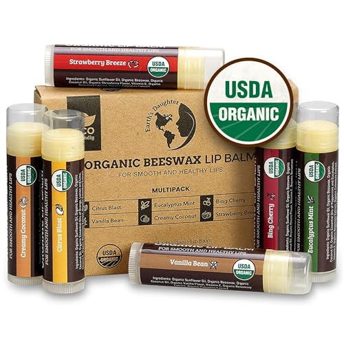 Earth's Daughter Organic Lip Balm, Assorted 6 Pack