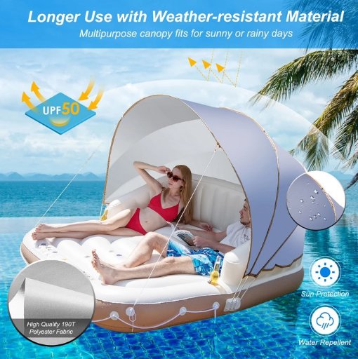 Costway Canopy Inflatable Pool Float Lounge