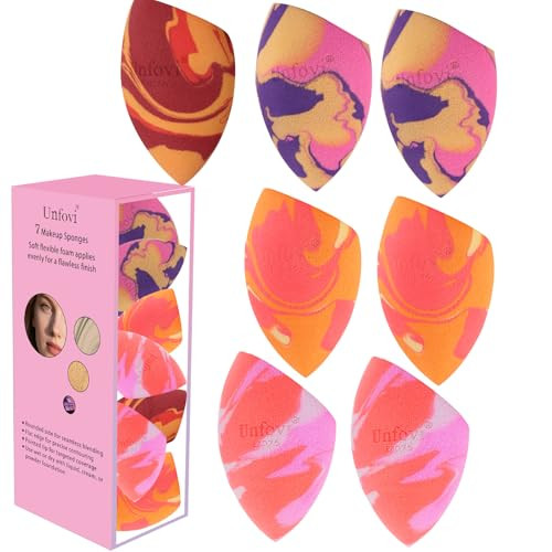 Unfovi Tri-Color Makeup Sponge Set, 7 Pack