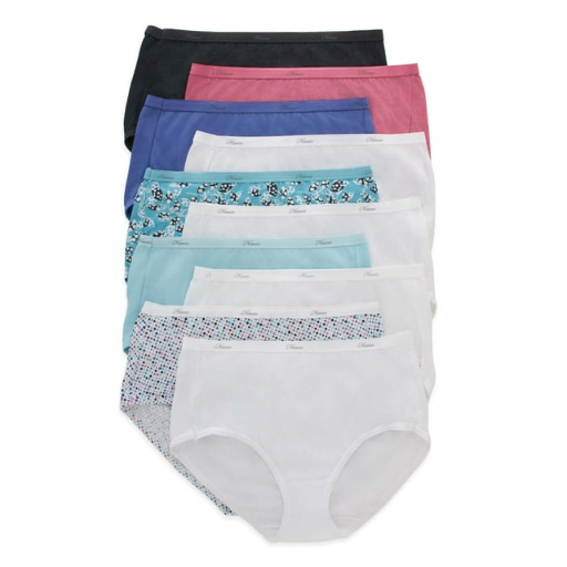 Hanes Women's Full-Coverage Brief Panties 10-Pack