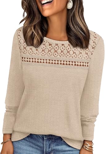 WIHOLL Lace Long Sleeve Shirts  Deal