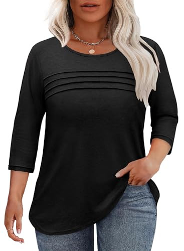 Gloria&Sarah Plus Size 3/4 length Sleeve Tops