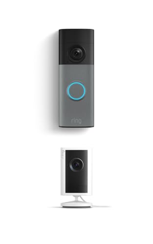 Ring Battery Doorbell Speckled Gray with Indoor Cam Plus White Deal