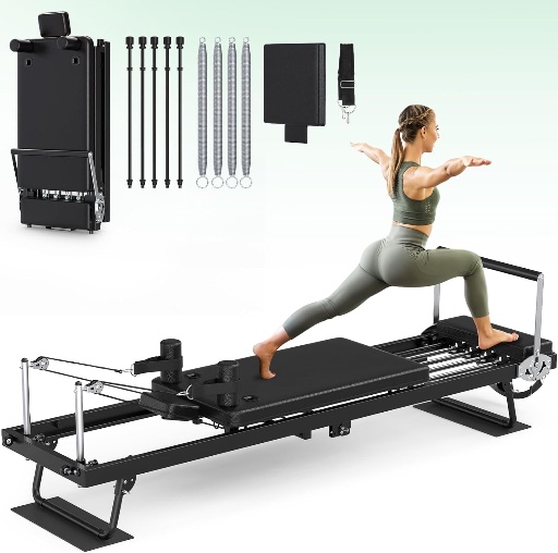 Large Foldable Reformer Pilates Machine with Long Slide Rails