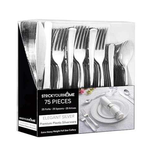 Heavy Duty Plastic Silverware Set - 75pcs