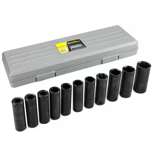 XtremepowerUS 12-Piece 1/2" Drive Metric Deep Air Impact Socket Set