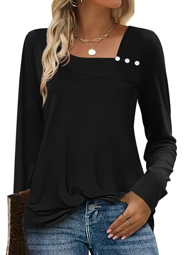 Asymmetric Long Sleeve Tops 