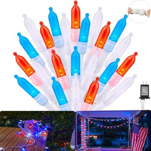 USA Red White & Blue LED Mini Lights - 39FT