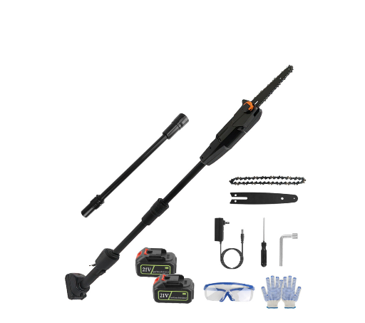Tree Trimming Pole Saw with Extension Rods & 2 Rechargeable Batteries